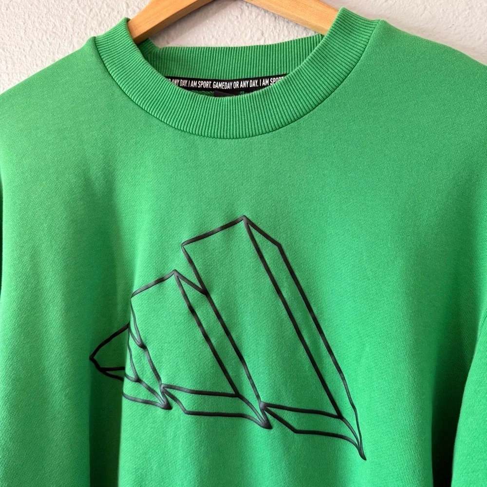 Adidas GFX Green Black Geometric Graphic Pullover Sweatshirt Men's Size X-Large - Picture 2 of 7